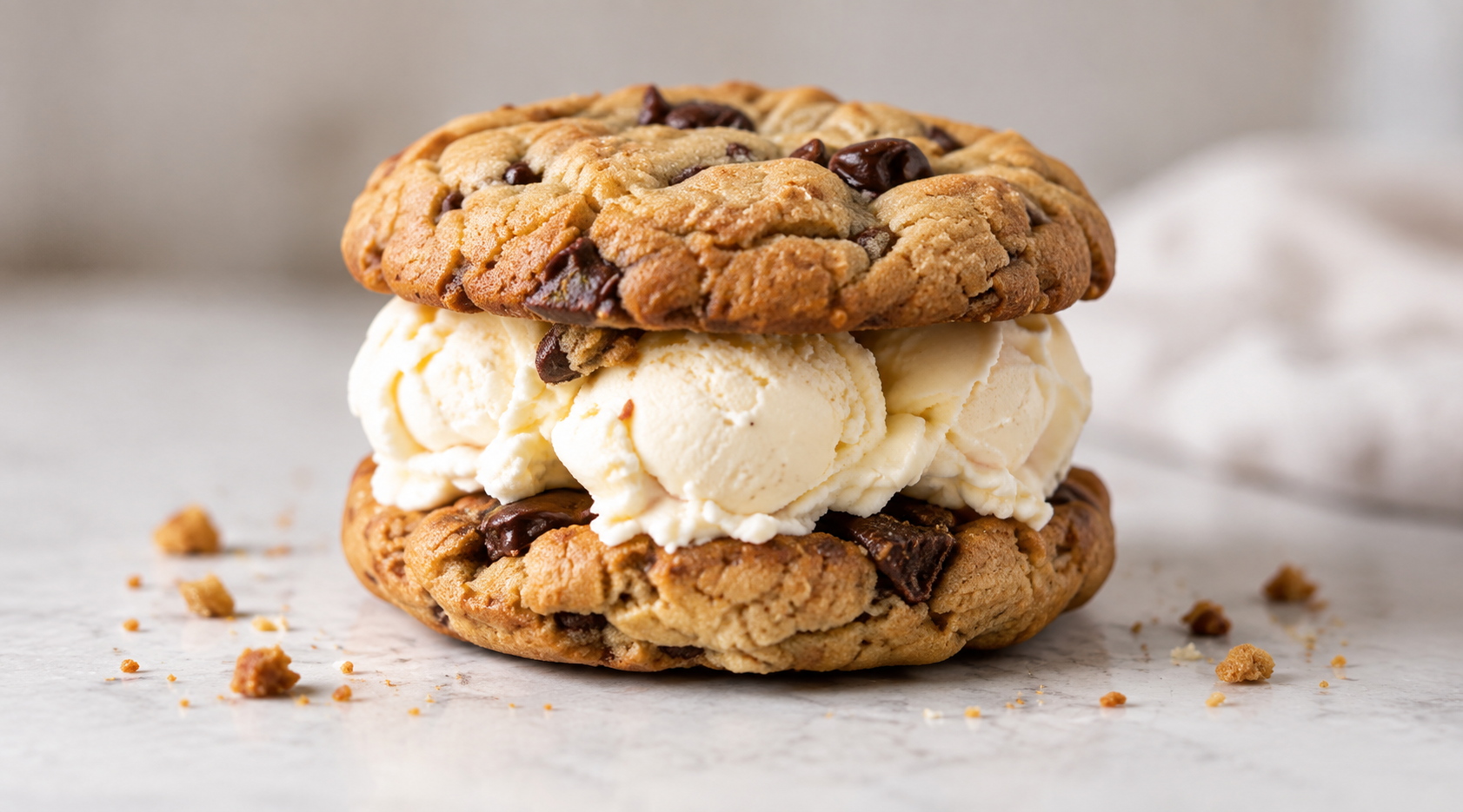 Cookie-Eis-Sandwich – Serviervorschlag