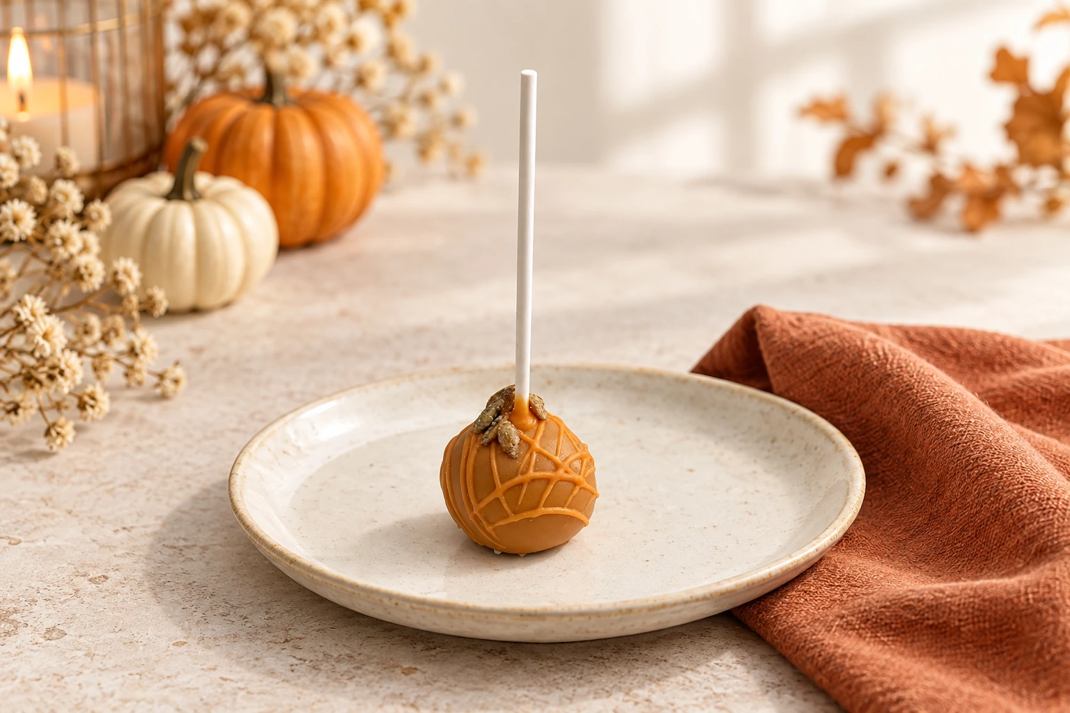 Halloween Cake Pop – Kürbis auf einer Halloween-Tafel