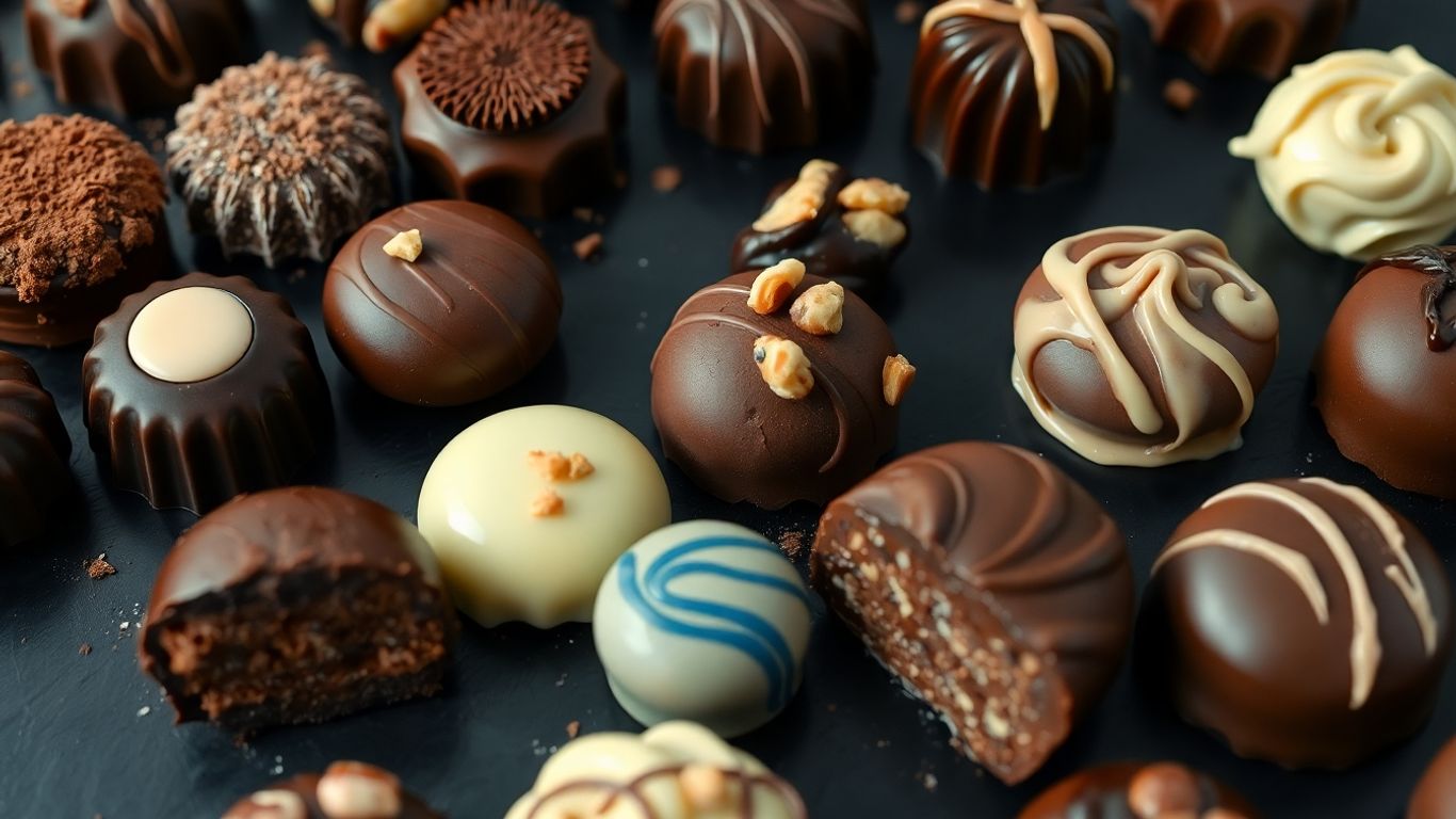 Hochwertige Pralinen in dunkler und heller Schokolade