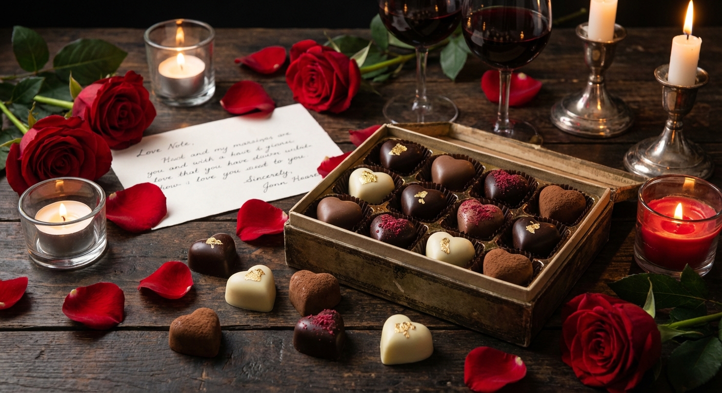 Herzförmige Luxus-Pralinés zum Valentinstag