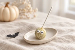 Mumien Cake Pop auf der Halloween-Tafel