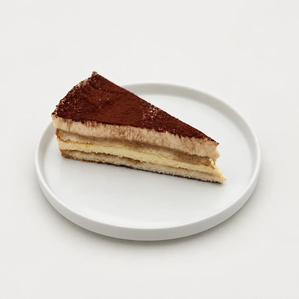 Tiramisu Torte – Stück im Anschnitt